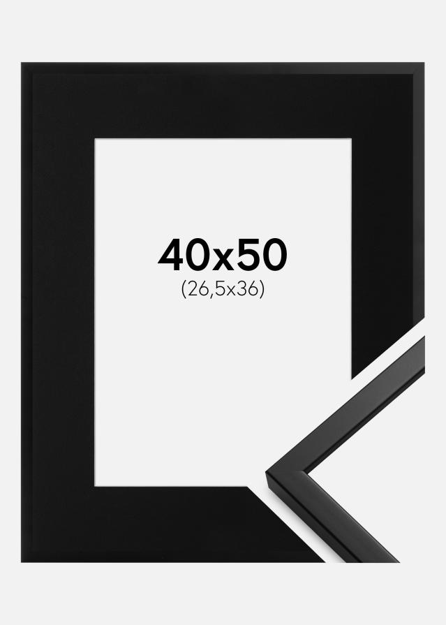 Ramme Oslo Sort 40x50 cm - Passepartout Sort 27,5x37 cm