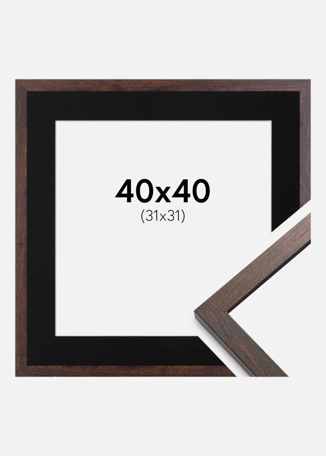 Ramme Trendy Valnød 40x40 cm - Passepartout Sort 32x32 cm