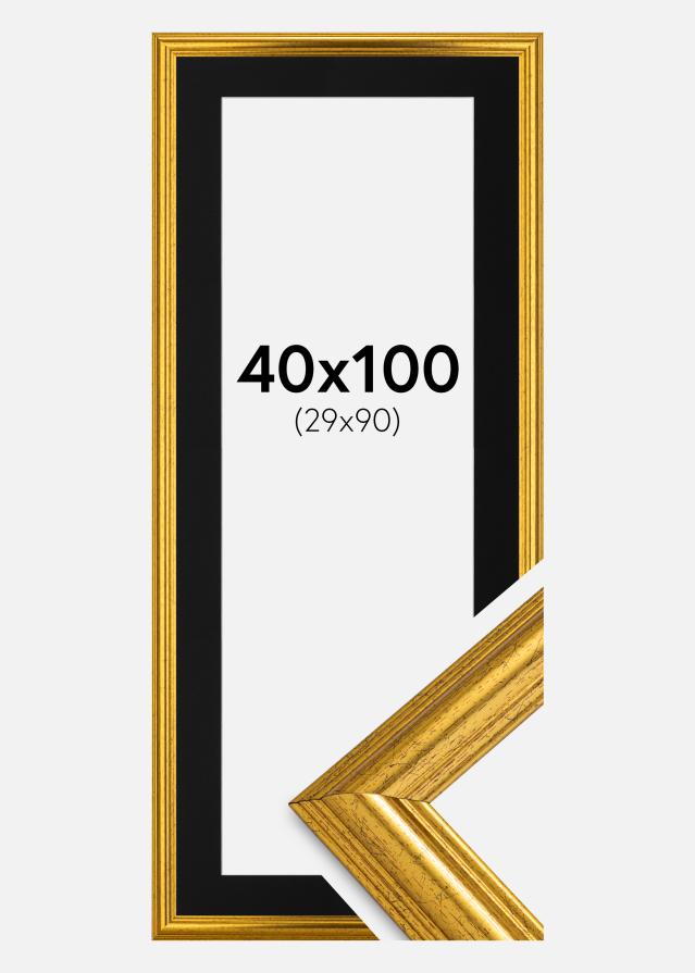 Ramme Västkusten Guld 40x100 cm - Passepartout Sort 30x91 cm