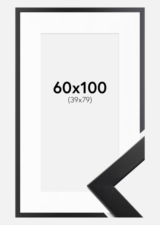 Ramme Trendline Sort 60x100 cm - Passepartout Hvid 40x80 cm