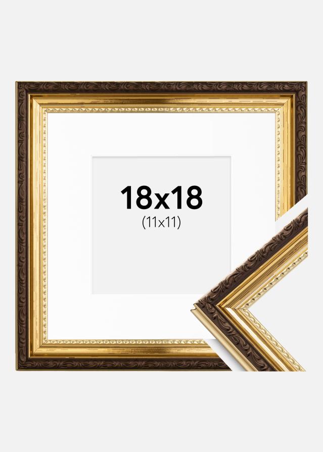Ramme Abisko Guld 18x18 cm - Passepartout Hvid 12x12 cm