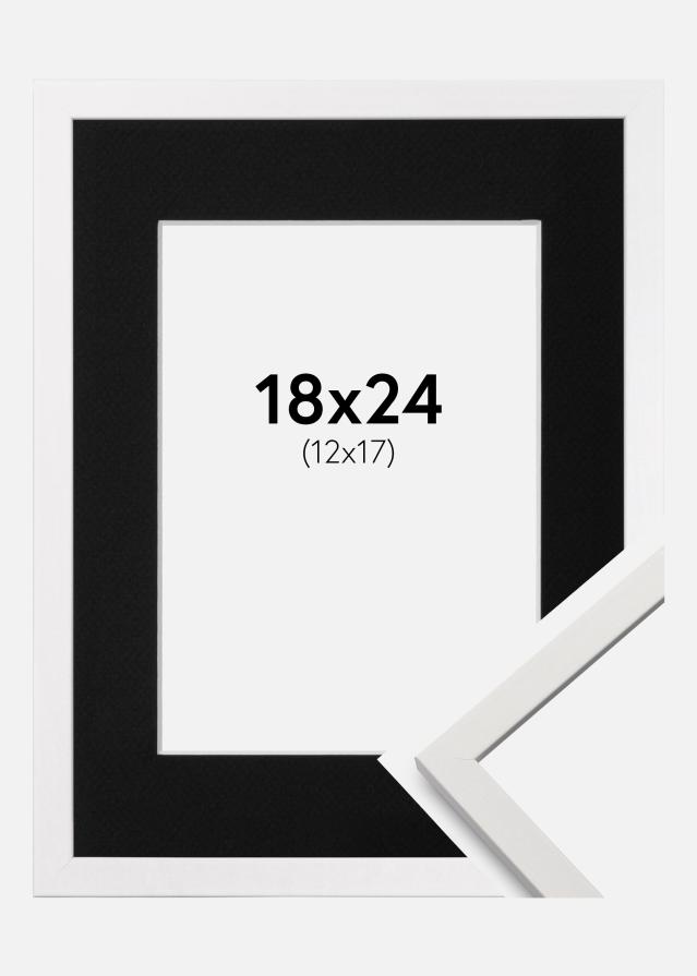 Ramme Edsbyn Hvid 18x24 cm - Passepartout Sort 13x18 cm