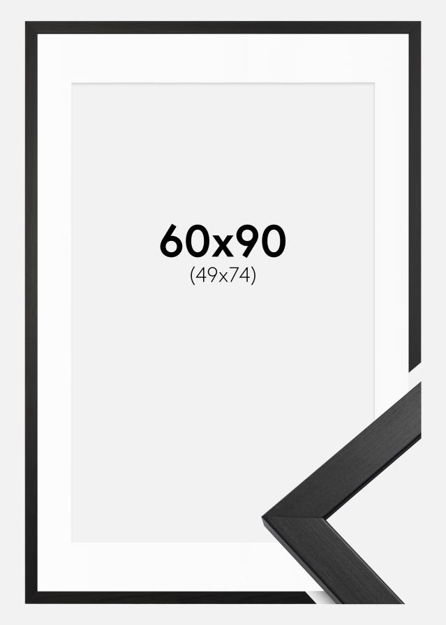 Ramme Stilren Sort 60x90 cm - Passepartout Hvid 50x75 cm