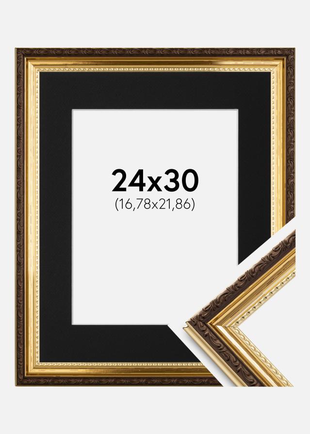 Ramme Abisko Guld 24x30 cm - Passepartout Sort 7x9 inches (17,78x22,86 cm)