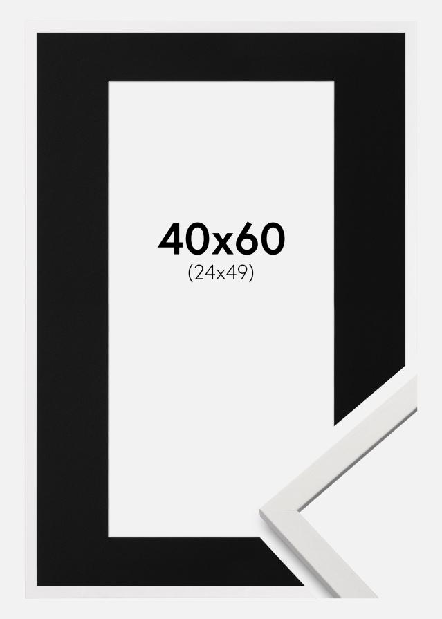 Ramme Edsbyn Hvid 40x60 cm - Passepartout Sort 25x50 cm