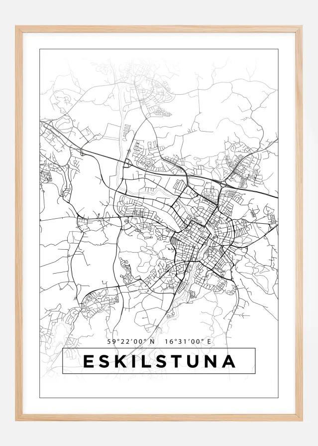 Kort - Eskilstuna - Hvid Plakat
