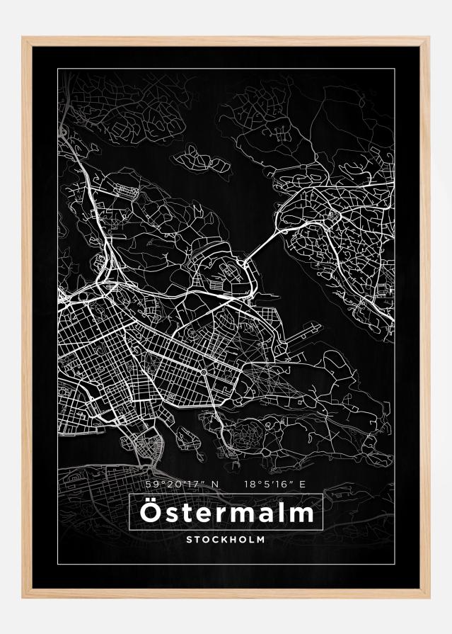 Kort - Östermalm - Sort Plakat