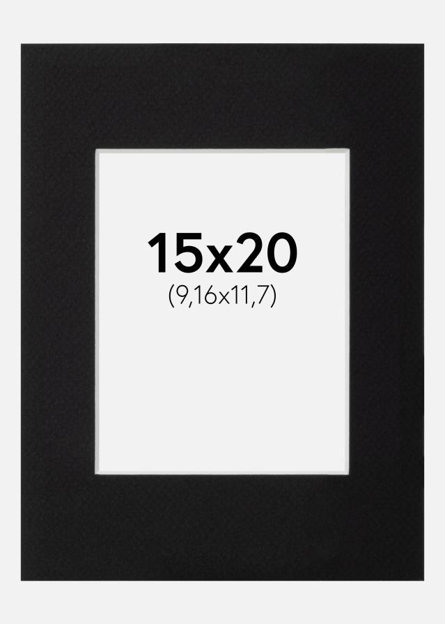 Passepartout Sort Standard (Hvid Kerne) 15x20 cm (9,16x11,7)