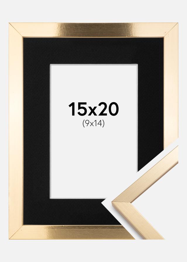 Ramme Trendy Guld 15x20 cm - Passepartout Sort 10x15 cm