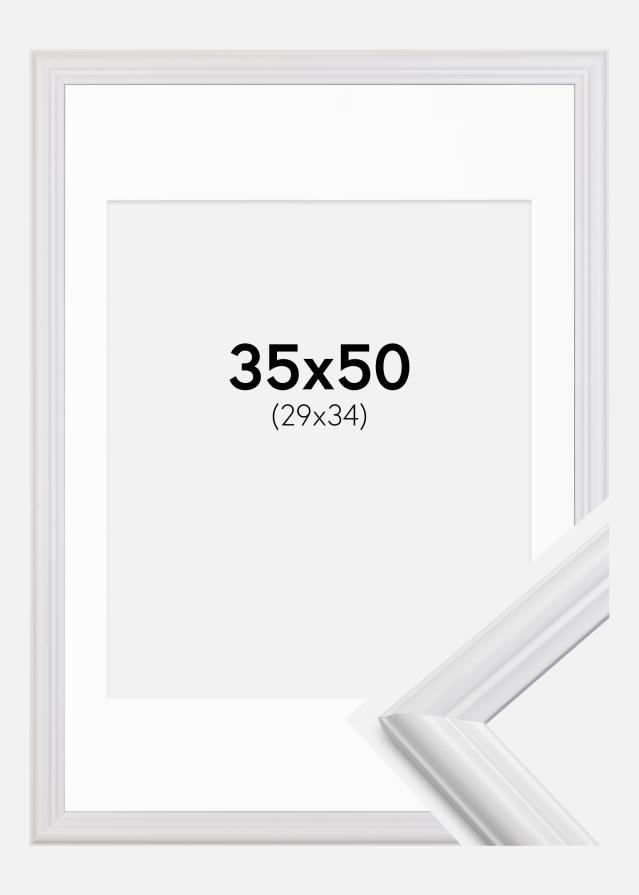 Ramme Siljan Hvid 35x50 cm - Passepartout Hvid 30x35 cm