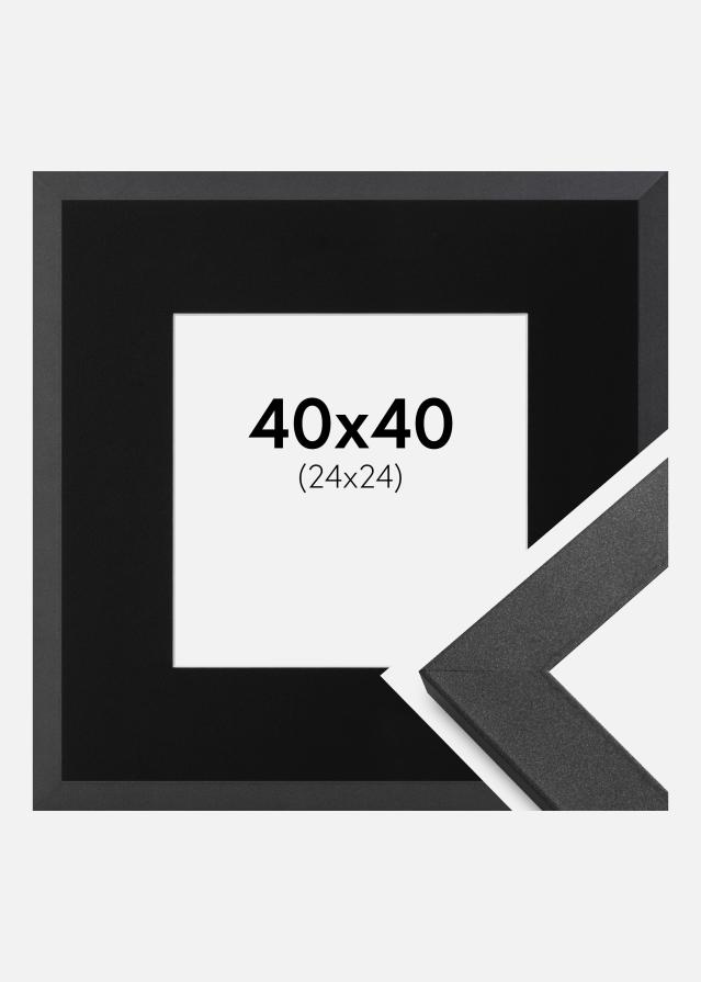 Ramme Graphite Wood 40x40 cm - Passepartout Sort 25x25 cm