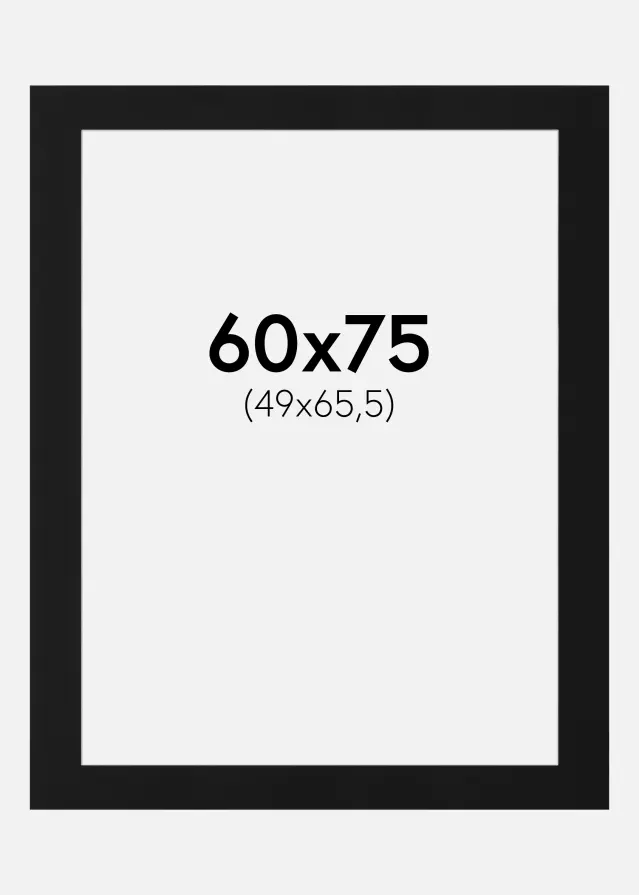 Passepartout Sort Standard (Hvid kerne) 60x75 cm (49x65,5)