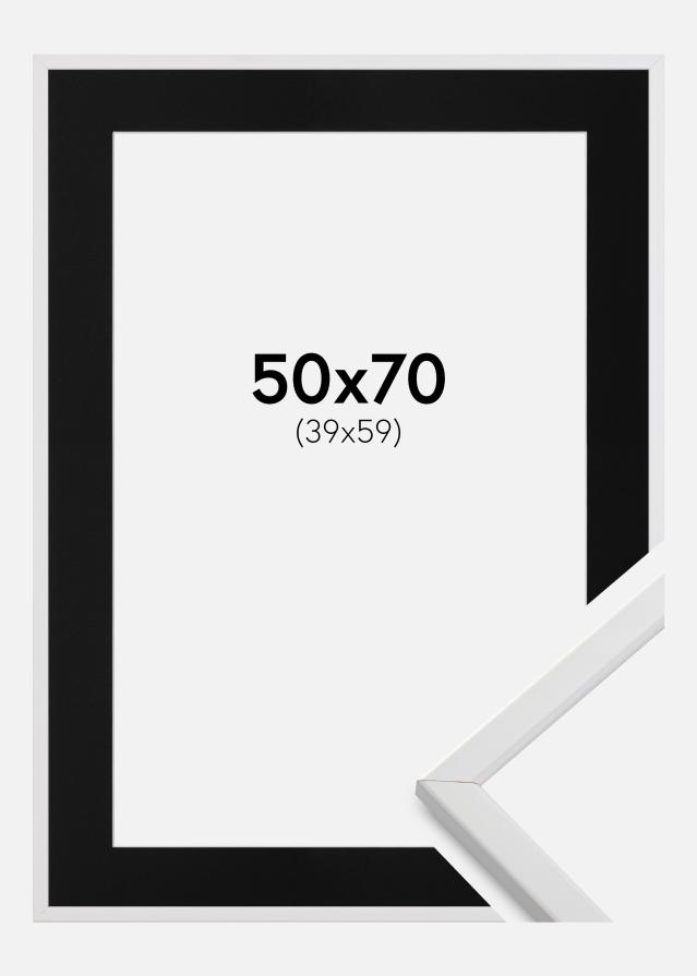 Ramme Galant Hvid 50x70 cm - Passepartout Sort 40x60 cm
