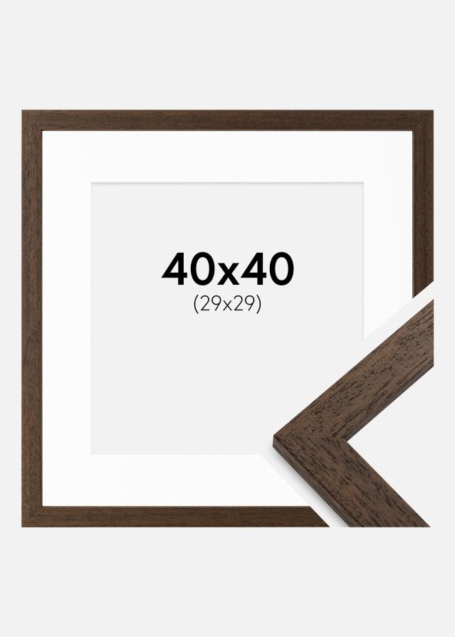 Ramme Brown Wood 40x40 cm - Passepartout Hvid 30x30 cm