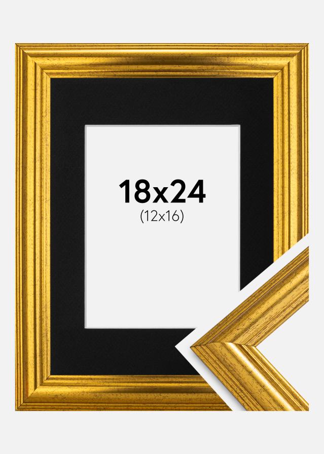 Ramme Västkusten Guld 18x24 cm - Passepartout Sort 13x17 cm