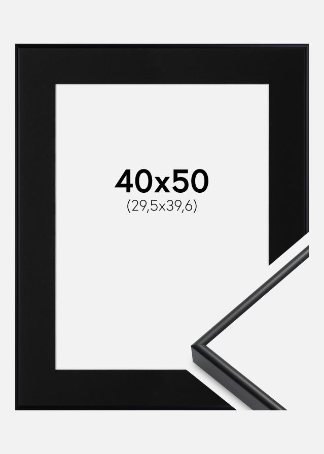 Ramme Visby Hvid 40x50 cm - Passepartout Sort 12x16 inches