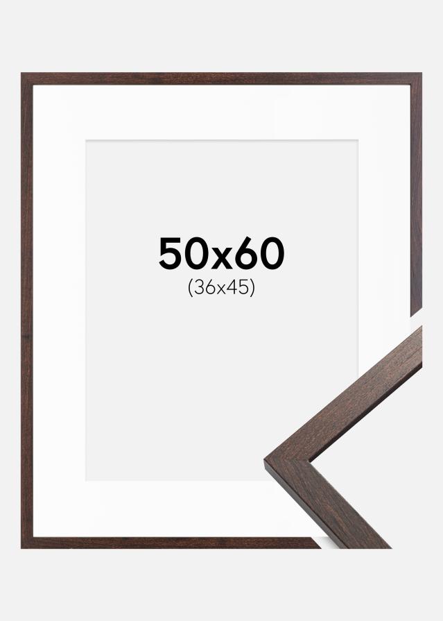 Ramme Trendy Valnød 50x60 cm - Passepartout Hvid 37x46 cm