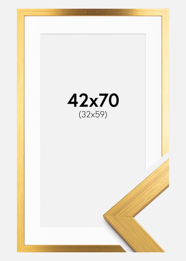 Ramme Gold Wood 42x70 cm - Passepartout Hvid 33x60 cm