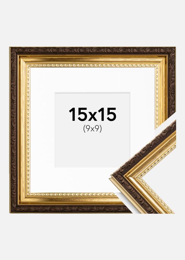 Ramme Abisko Guld 15x15 cm - Passepartout Hvid 10x10 cm