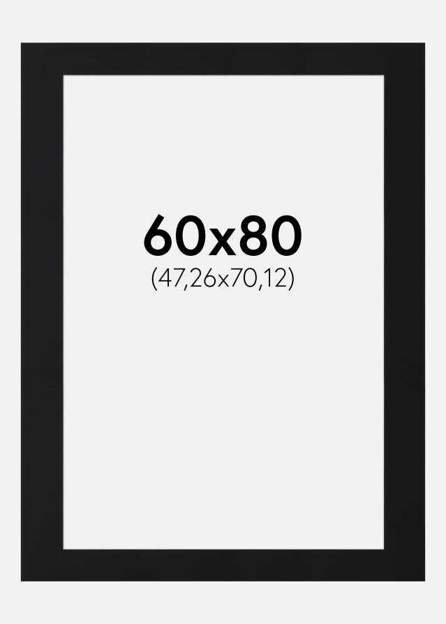 Passepartout Sort Standard (Hvid kerne) 60x80 cm (47,26x70,12)