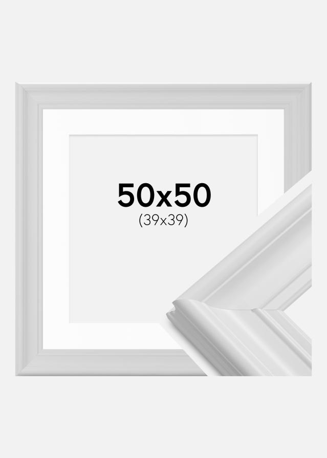 Ramme Mora Premium Hvid 50x50 cm - Passepartout Hvid 40x40 cm