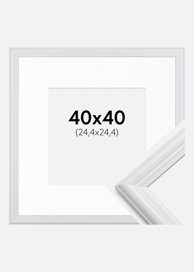 Ramme Siljan Hvid 40x40 cm - Passepartout Hvid 10x10 inches
