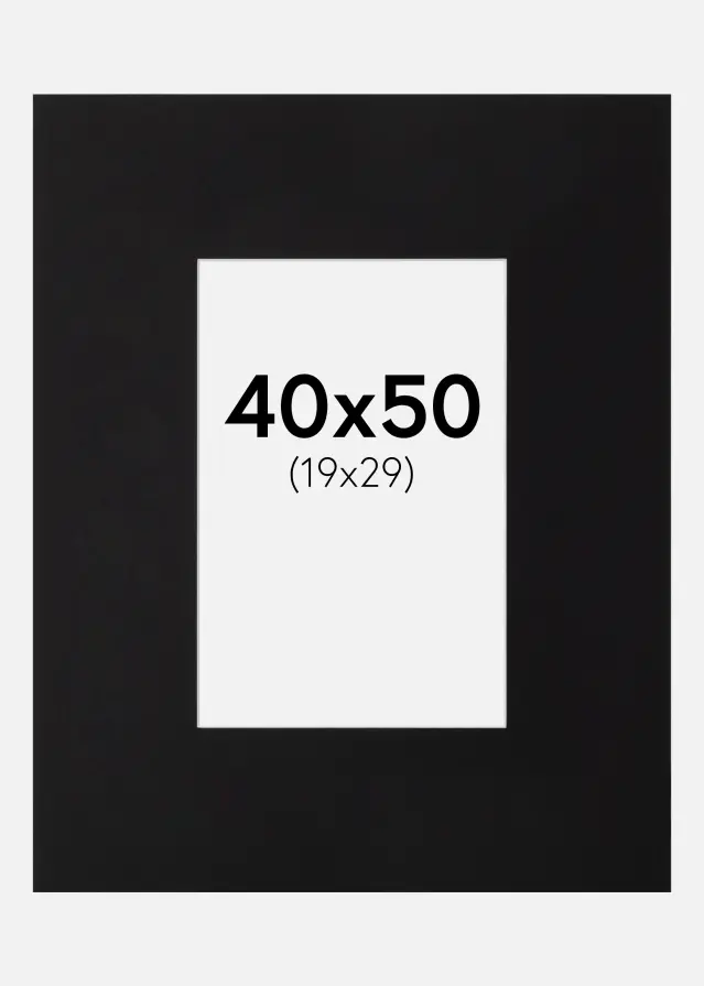 Passepartout XL Sort (Hvid kerne) 40x50 cm (19x29)