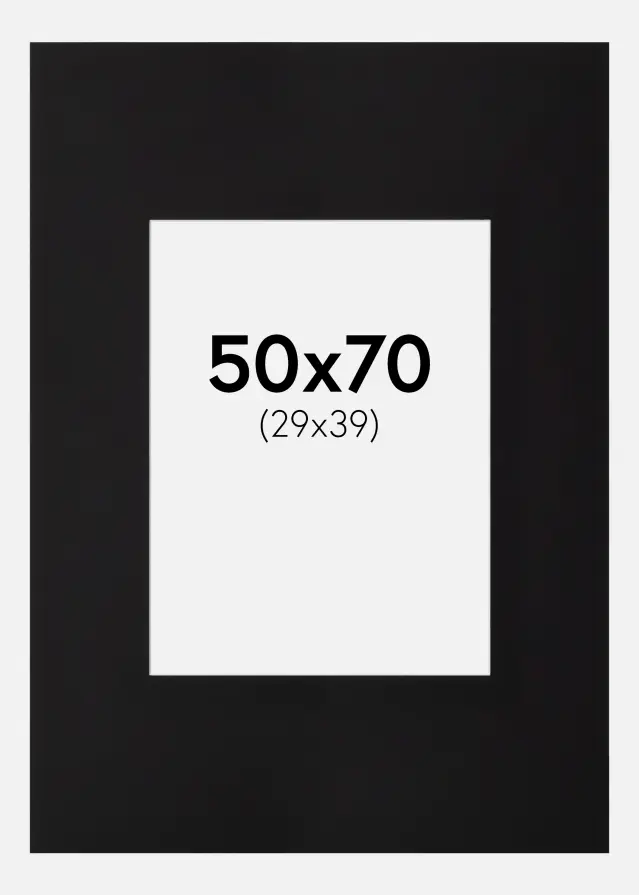 Passepartout XL Sort (Hvid Kerne) 50x70 cm (29x39)