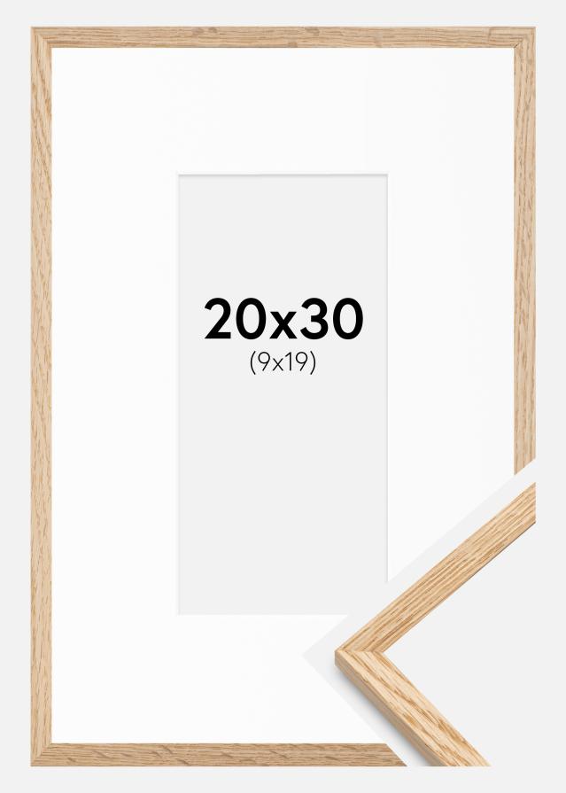 Ramme Tynd Eg 20x30 cm - Passepartout Hvid 10x20 cm