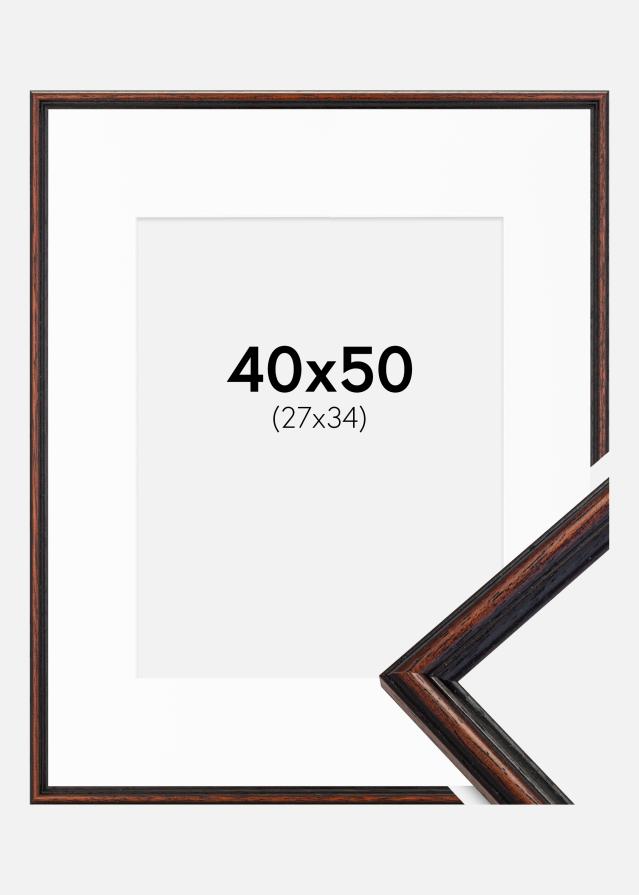 Ramme Horndal Valnød 40x50 cm - Passepartout Hvid 28x35 cm
