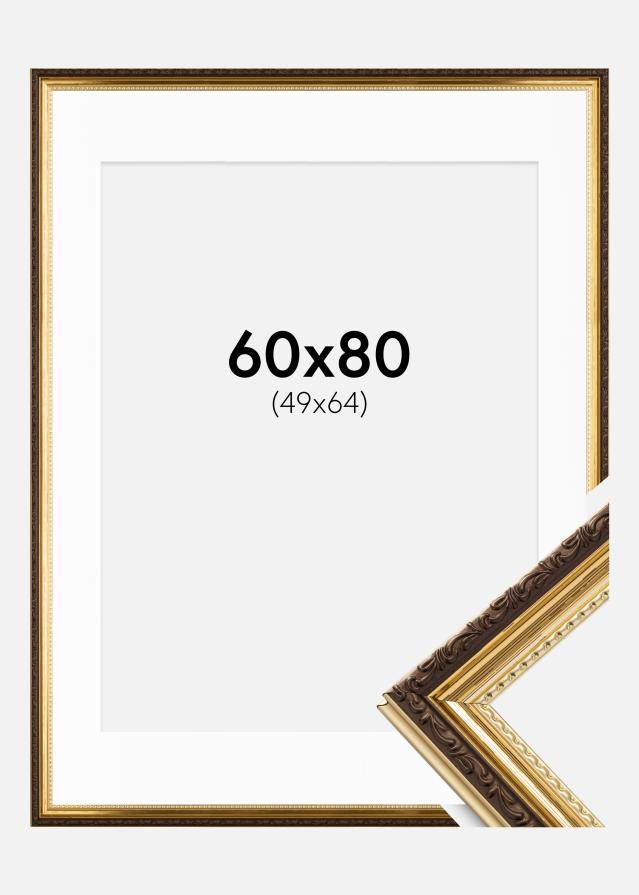 Ramme Abisko Guld 60x80 cm - Passepartout Hvid 50x65 cm