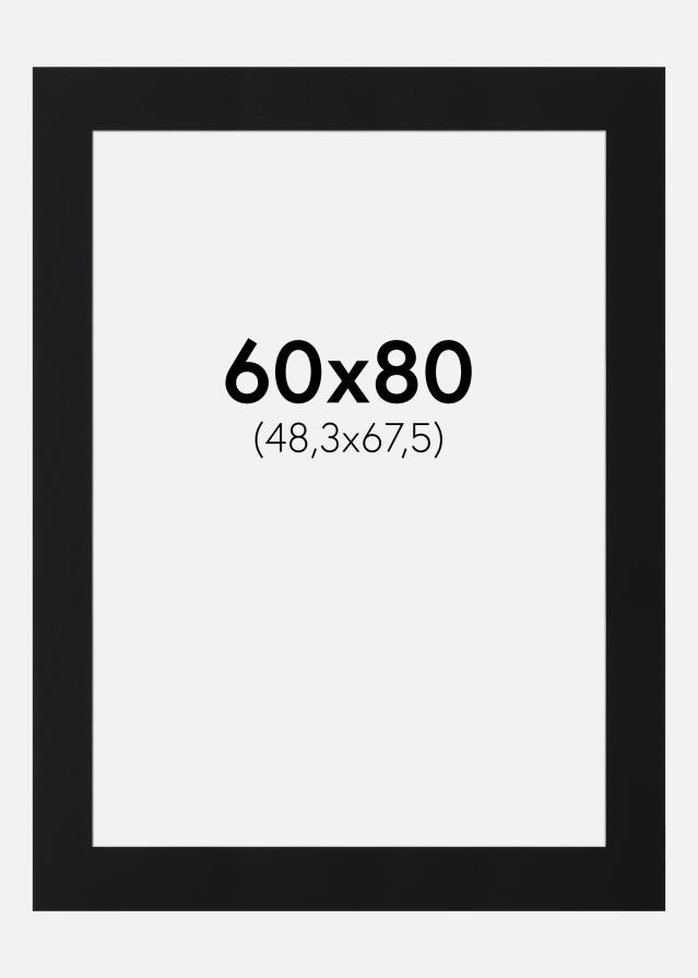 Passepartout Sort Standard (Hvid kerne) 60x80 cm (48,3x67,5)