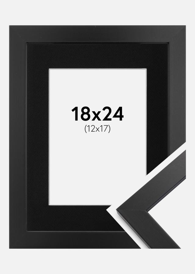 Ramme Black Wood 18x24 cm - Passepartout Sort 13x18 cm