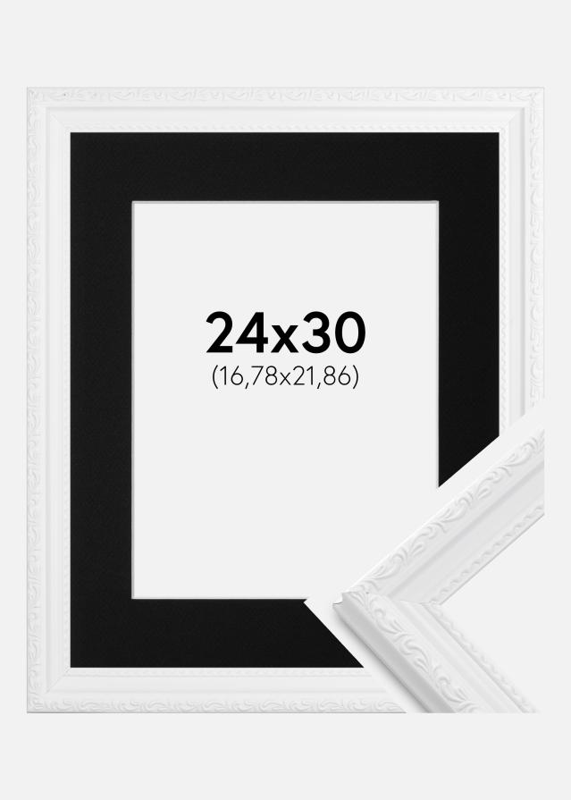 Ramme Abisko Hvid 24x30 cm - Passepartout Sort 7x9 inches