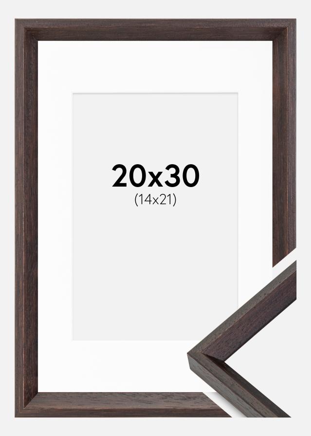Ramme Globe Espresso 20x30 cm - Passepartout Hvid 15x22 cm