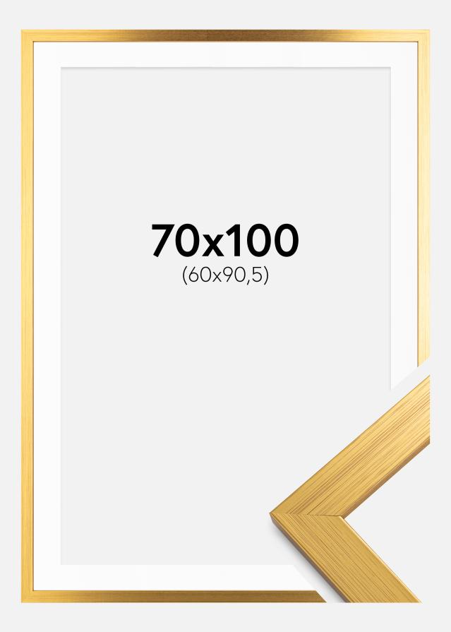 Ramme Gold Wood 70x100 cm - Passepartout Hvid 61x91,5 cm