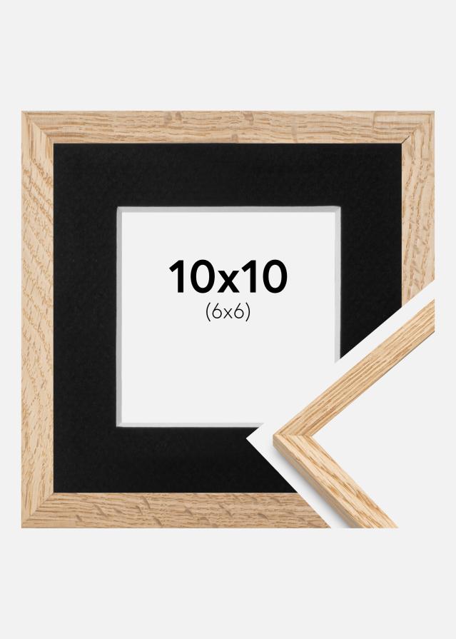 Ramme Tynd Eg 10x10 cm - Passepartout Sort 7x7 cm
