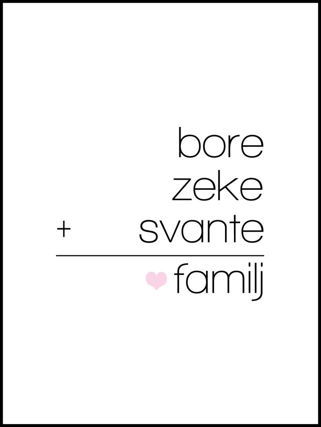 Familieregnestykke Hvid - 3 Navn