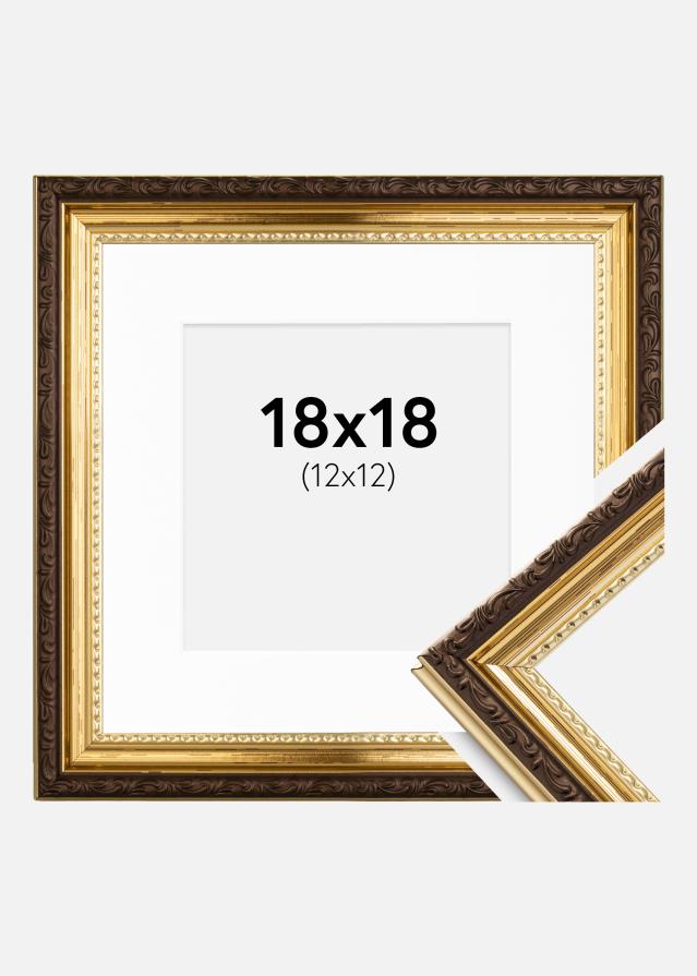 Ramme Abisko Guld 18x18 cm - Passepartout Hvid 13x13 cm