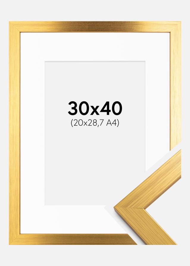 Ramme Gold Wood 30x40 cm - Passepartout Hvid 21x29,7 cm (A4)