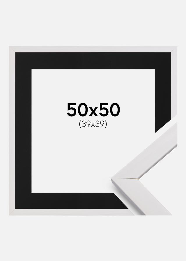 Ramme Stilren Hvid 50x50 cm - Passepartout Sort 40x40 cm