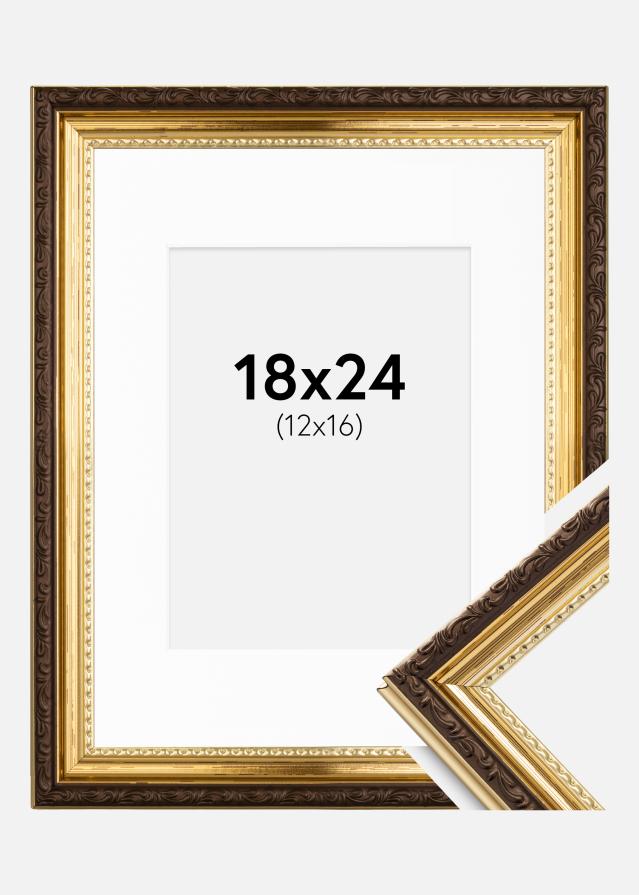 Ramme Abisko Guld 18x24 cm - Passepartout Hvid 13x17 cm