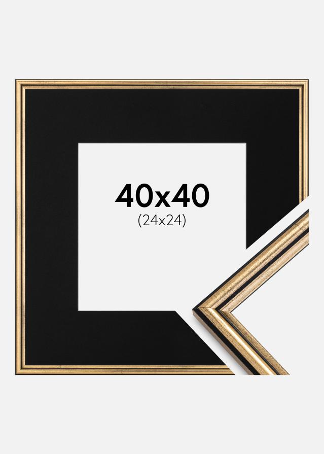 Ramme Horndal Guld 40x40 cm - Passepartout Sort 25x25 cm