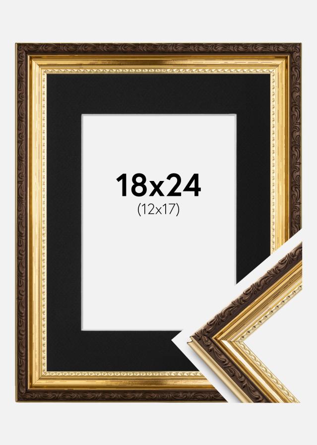 Ramme Abisko Guld 18x24 cm - Passepartout Sort 13x18 cm