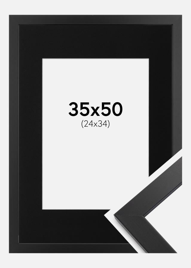Ramme Black Wood 35x50 cm - Passepartout Sort 25x35 cm