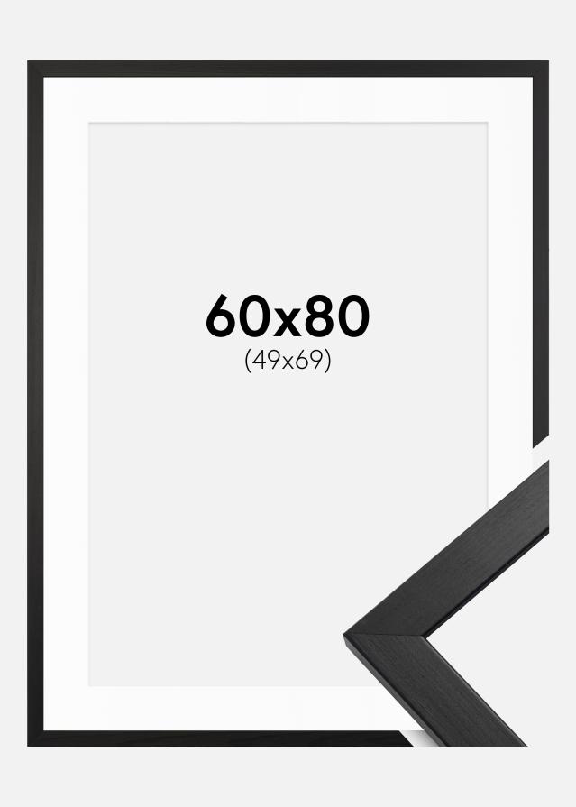 Ramme Stilren Sort 60x80 cm - Passepartout Hvid 50x70 cm