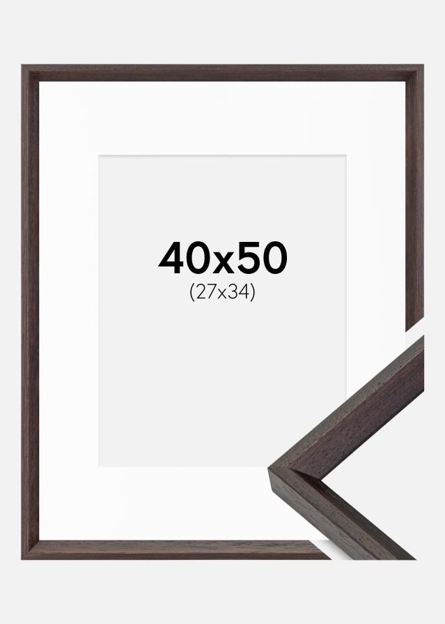 Ramme Globe Espresso 40x50 cm - Passepartout Hvid 28x35 cm