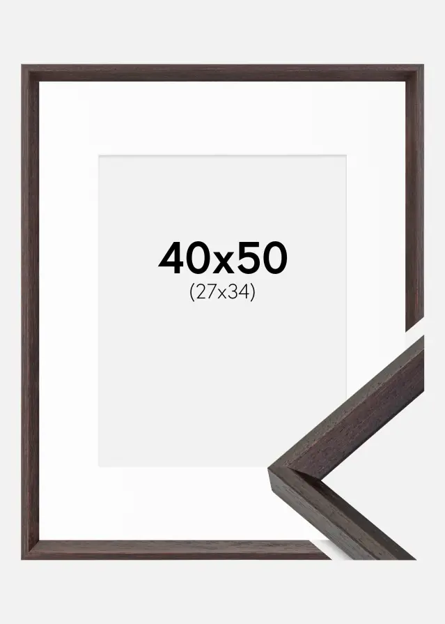 Ramme Globe Espresso 40x50 cm - Passepartout Hvid 28x35 cm