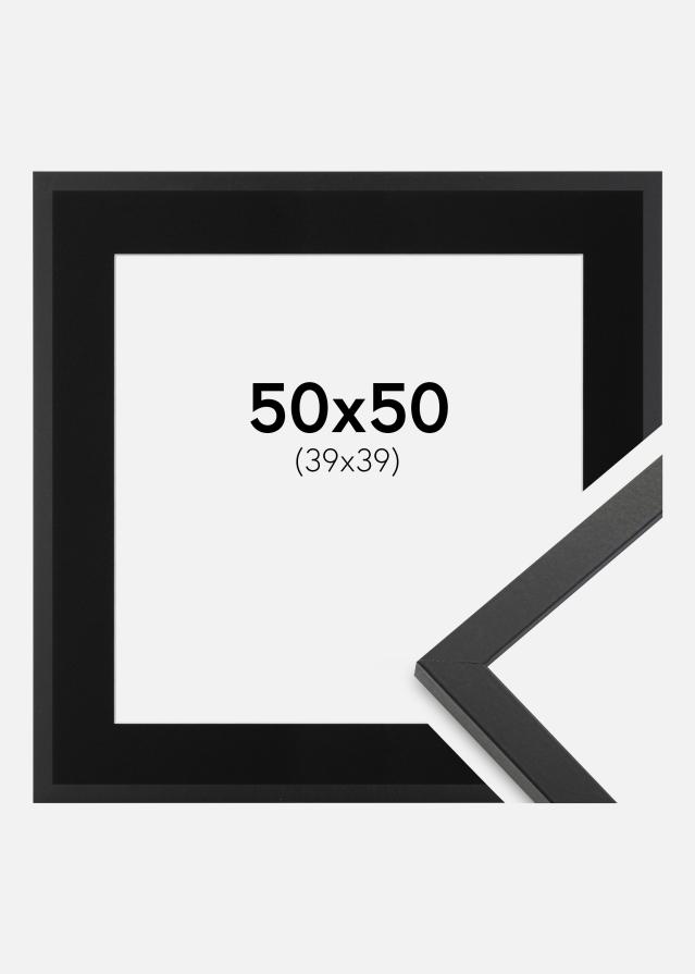 Ramme Trendy Sort 50x50 cm - Passepartout Sort 40x40 cm