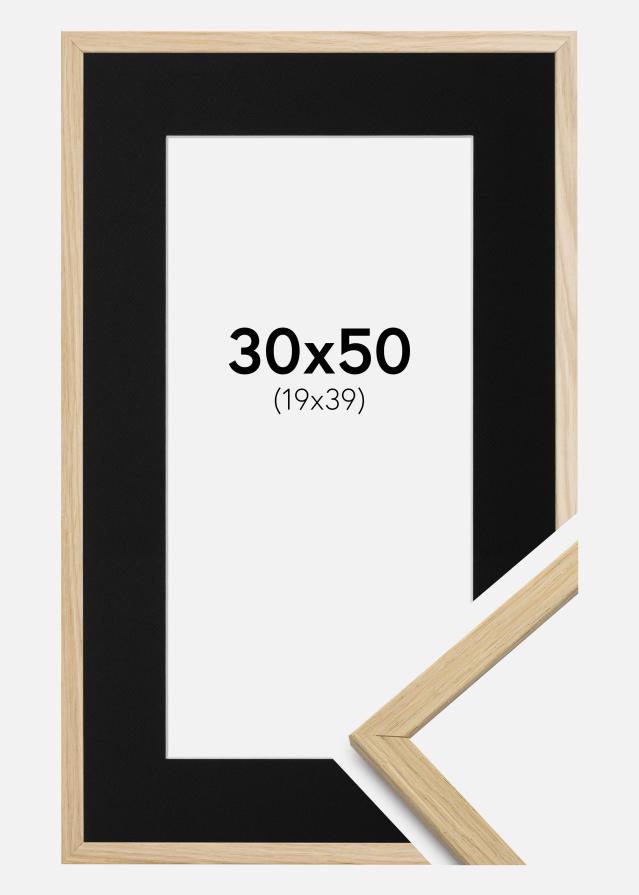 Ramme Edsbyn Eg 30x50 cm - Passepartout Sort 20x40 cm